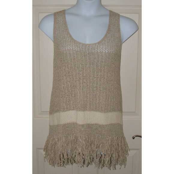 Khaki Plus Sz 22/24 Stretchy Sleeveless l Lightweight Fringe Sweater LANE BRYANT - Picture 1 of 5